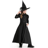 Vaikų raganos kostiumas suknelė Juodas ilgas chalatas Helovino vakarėlis Cosplay pasirodymas Large juoda