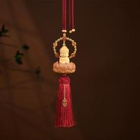 Buddha Lotus Car Charm With Olive Wood Material For Peaceful Vehicle Interior Decoration Style D brown