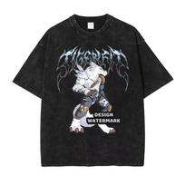2026 Hot Digimon Anime War Greymon Angemon Tank Tops Vintage Washed T-Shirt Men Women Hip Hop Punk Oversized T-shirt Print Crew Neck Casual T Shirt XXL gray