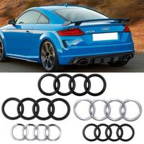 4 Ring ABS Car Hood Front Bonnet Grill Rear Trunk Emblem Logo Badge Sticker For  Audi  A4 A5 A6 A7 S3 S4 S5 S6 Q3 RS3 RS4 RS5 RS6 1Pcs Gloss black&Rear 177mm blue