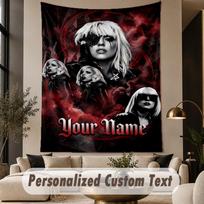 Custom Text Printed Tapestry Lady Gaga Pattern Large Wall Hanging Indoor Room Decor 180cmx230cm