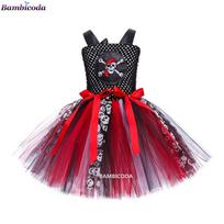 Pirate Costumes Girls Fantasia Infantil Fancy Dress Cosplay Clothing Halloween Carnival Party Girl dresses 3-10 Years L(6-7Y) black