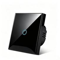 Tempered Crystal Glass Touch Light Switch EU 100-240V Black White Modern Style for Villa Interior Decoration 1 gang
