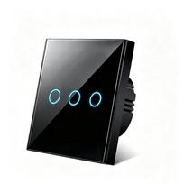 Tempered Crystal Glass Touch Light Switch EU 100-240V Black White Modern Style for Villa Interior Decoration 3 gang