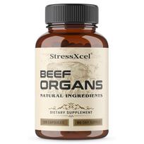 StressXcel Grass Fed Beef Organs Capsules, Liver Heart Kidney Spleen Pancreas, 3000mg, 120 Caps 120 Capsules