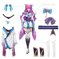 Lol Spirit Blossom Ahri Cosplay Kostiumas Ahri Cosplay Perukas Žaidimo Lol Ahri Kostiumas Moterims Kimono Pilnas Rinkinys Kinų Suknelė L blue