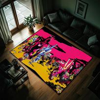 Cartoon JoJos Bizarre Adventure Small Carpet Bedside Kitchen Bath Living Home House Bedroom Floor Mat Doormat Rug Decoration 40x60cm red