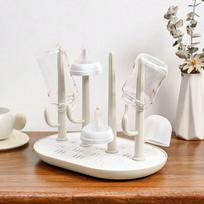Versatile Baby Bottle Holder & Detachable Drying Rack with Pacifier Slot. smėlis