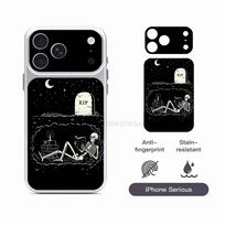 Read Books illustration Protective Sticker for iPhone 17 Pro 17 ProMax Full Body Back Cover Decal Skin iPhone17pro gray
