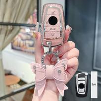 Pink Diamond Style Tpu For Bmw F20 F30 G20 F31 F34 F10 G30 F11 X3 F25 X4 I3 M3 M4 1 3 5 Series Car Key Case Cover Fob Keychain gray