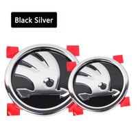 ABS 80mm 90mm Automobilio Priekinės Galvos Gaubto Galinės Bagažinės Klasikinis Modelis Skoda Octavia Superb MK2 Fabia Rapid Roomster Ženklelis Emblema Lipdukas 2pcs 90mm white