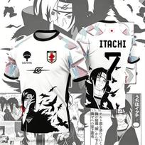 2026 New Anime Naruto Uchiha Itachi Jersey Manga Style Men's and Women's Summer Casual 3D Printed T-Shirt 6XL gray