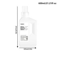 400/600/1000 ml didelės talpos buitinis minkštiklis, skalbimo priemonių butelių laikymo konteineris, šampūno, dušo želė dozatorius 600ml balta