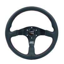 Car Modification Racing Leather Suede steering wheel, competitive sports 14 inch Mugen flat universal steering wheel Leather RED black