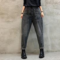 2026 Elastic High Waist Baggy Harem Jeans Women Casual Vintage Stretch Denim Pants Korean Fashion Streetwear Big Size New 3XL juoda