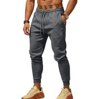 Men's Casual Jogger Pants Elastic Waist Drawstring Tapered Sweatpants with Pockets for Workout Running Daily Wear S tamsiai pilka spalva