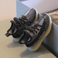 Unisex Kids Breathable Flyknit Soft Sole Casual Sports Sneakers 34 juoda