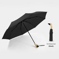 Kūrybiškas anties galvos skėtis: Stilingas juodas su medine rankena, Apsauga nuo saulės, Dvigubos paskirties lietui ar saulei. 21-inch 8-Rib Tri-fold Manual Duck Umbrella black