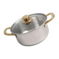 Stainless Steel Pots and Pans Set Ergonomic Golden Handle Multifunctional Cookware Set Cooking Pots with Glass Lids for L gray