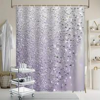 Blizgančios deimantinės dušo užuolaidos Violetinis blizgučių raštas Prabangus dizainas Atsparus vandeniui audinys Elegantiškas vonios kambario dekoras W140H220(CM)-1 Pcs