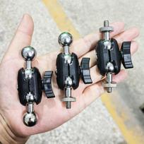 17mm Dual Ball Head to 1/4  Tripod Holder: Universal Swivel Connector for Phone, Boom, and Car Accessories Double Metal Ball Joint (Dual 17mm Ball Heads) gray