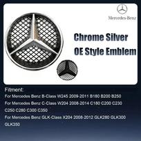 Automobilio priekinės grotelės apšviečiamas logotipas žvaigždė LED emblema šviesos ženklelis Mercedes Benz W245 W204 X204 2008-2014 gray