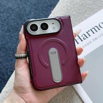 IPhone DUO telefono dėklas Verslo odinis su stoveliu Atsparus smūgiams Anti-scratch Belaidžio įkroviklio magnetinis apsauginis dangtelis iPhone Ultra gray