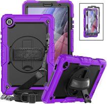 Kids Case For Samsung Galaxy Tab A11+ A9+Plus 11 SM-X210 X215 X230 A9 8.7 X110 X130 Tablet Cover+Screen Protector+Shoulder Strap S6lite10.4 P610 P620 violetinė