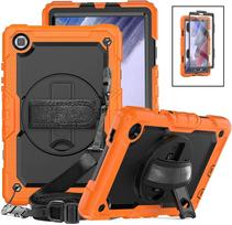 Kids Case For Samsung Galaxy Tab A11+ A9+Plus 11 SM-X210 X215 X230 A9 8.7 X110 X130 Tablet Cover+Screen Protector+Shoulder Strap A9 8.7 X110 X115 oranžinė