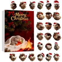 -Day Christmas Advent Calendar with Acrylic Forest Animal Ornaments, Hanging Tree Decorations, Holiday Countdown Gift Box One Size black