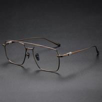 Pure titanium eyeglass frames, the same style as those worn by celebrities, fashionable and trendy, large frames, aviator style, gold-colored square bronza