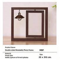 Rotating Wooden Photo Frame Double Sided Display Cute Ornament For Home Office Desktop Bedroom Decor A2