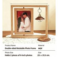 Rotating Wooden Photo Frame Double Sided Display Cute Ornament For Home Office Desktop Bedroom Decor A1 beige