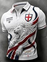 2026 m. leidimo Anglijos futbolo polo marškinėliai gerbėjams - 3D spaudinys - Madingi ir patogūs - Tinka ir vyrams, ir moterims 4XL white