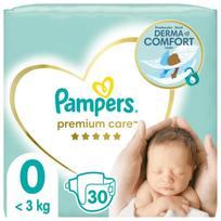 Pampers Premium Care Diapers, 0 New Baby, Up To 3 30 Pcs 3 kg