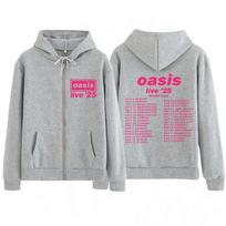 Oasis Live Tour Estetika Grafinis Užtraukiamas Gobtuvukas Ilgomis Rankovėmis Laisvas Kasdienis Gobtuvas Didelio Dydžio Hip-hop Užtraukiamas Paltas 3XL white
