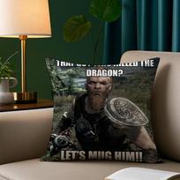 Ei Tu Pagaliau Pabudai Skyrim Memas Pagalvės Užvalkalas Jaukus Pliušinis Pagalvei Dangalas Dvišalis Spausdinimas – Namų Dovana Miegamojo Dekoras 12x12Inch gray