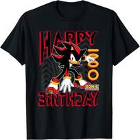 Sonic The Hedgehog Happy Birthday Shadow Grid Chest Poster T-Shirt XXXXXL įvairiaspalvis