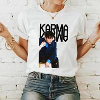 KPOP 4-asis albumas KARMA Marškinėliai CHANGBIN HYUNJIN FELIX Korėjietiška mada 100% medvilnė Hip Hop Marškinėliai Harajuku Viršūnės Gatvės drabužiai S black