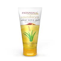 Patanjali Saundarya Aloe Vera Gel Kesar Chandan 150 Ml Hydrating Face Gel For All Skin Types Daily Skincare Care yellow