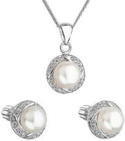 Evolution Group Fine pearl set with zircons 29004.1B baltas (earrings, chain, pendant)