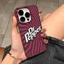 D-Dr Pepper Anime Phone Case For IPhone 17 16 15 14 13 12 11 Corrugated Frosted Soft Cover Anti-Slip iPhone 15 black