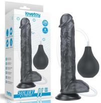 Lovetoy Juoda dildo styguotas siurbtukas ir ejakuliacija 28 cm