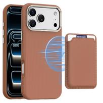iPhone 17 Pro Max Case - Tech Grid Pattern, Magnetic Absorption, 16-Card Holder, Leather Protection 17 Pro Max ruda