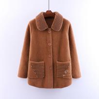 Plus Size 6XL Autumn and Winter Models Loose Imitation Mink Velvet Women's Thick Coat Coat Fur Collar Coat Women 6XL kava