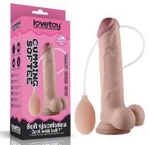 LoveToy 9 colių minkštas ejakuliacijos penis su kamuoliuku