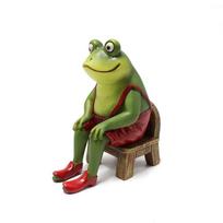 Sitting on Chairs Frogs Creative Resin Ornaments Outdoor Garden Atmosphere Decoration Gardening Landscaping Animal Sculptures (as the picture,10.5x5.5x12cm) brown