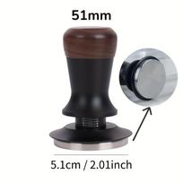 Adjustable Height Coffee Tamper with Threaded Base Stainless Steel Flat Bottom and Wooden Handle for Espresso Machine Barista Tool one size