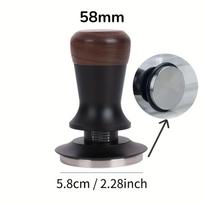 Adjustable Height Coffee Tamper with Threaded Base Stainless Steel Flat Bottom and Wooden Handle for Espresso Machine Barista Tool one size gray