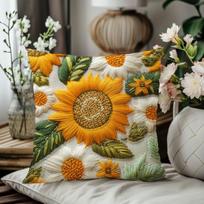 Retro saulėgrąžos ir gėlės, individualiai spausduota pliušinė pagalvė 45x45cm - Geltona žalia namų dekoracija 45*45cm orange
